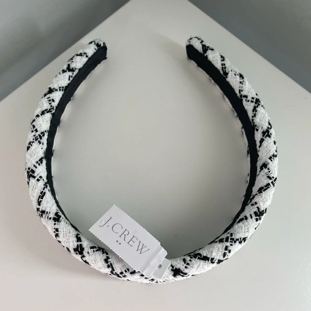 J. Crew Black And White Plaid Headband